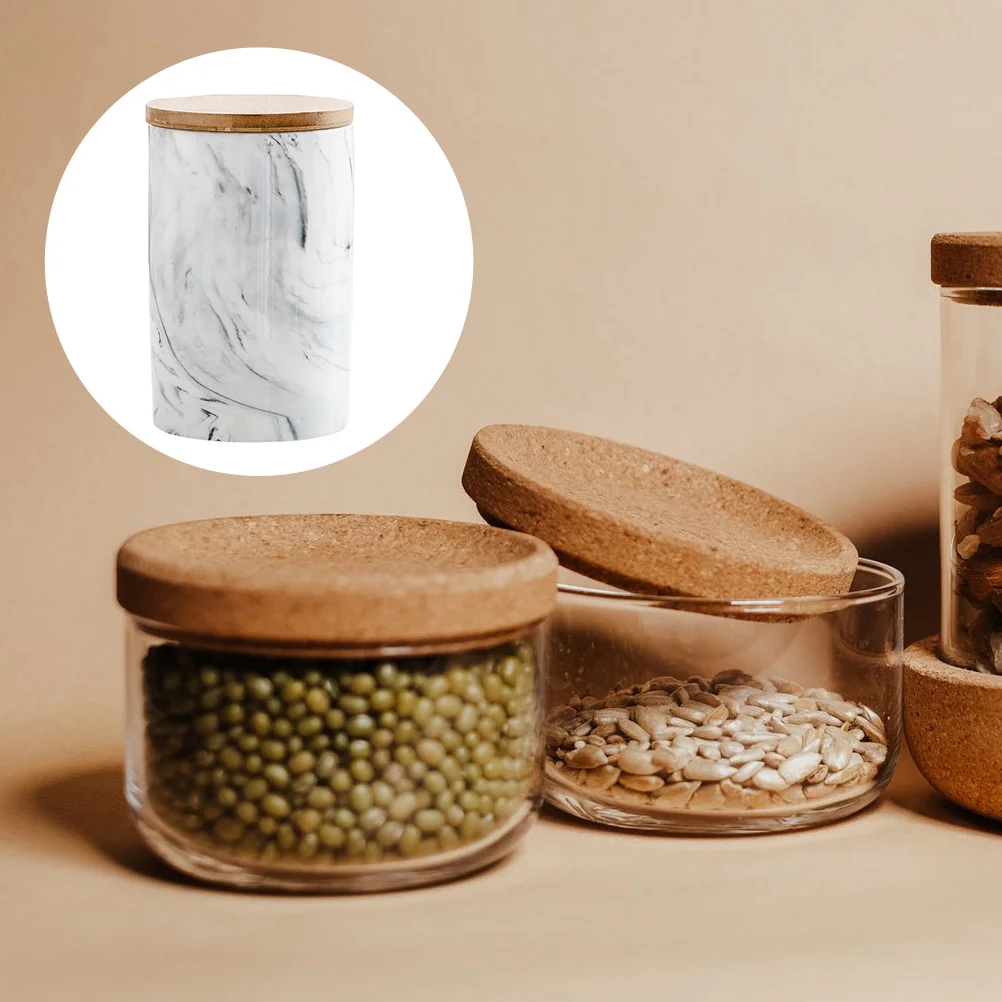 

1Pcs Ceramic Airtight Storage Box Bamboo Lid Kitchen Grain Food Tea Coffee Beans Marble Pattern Storage Jar Tea Canister