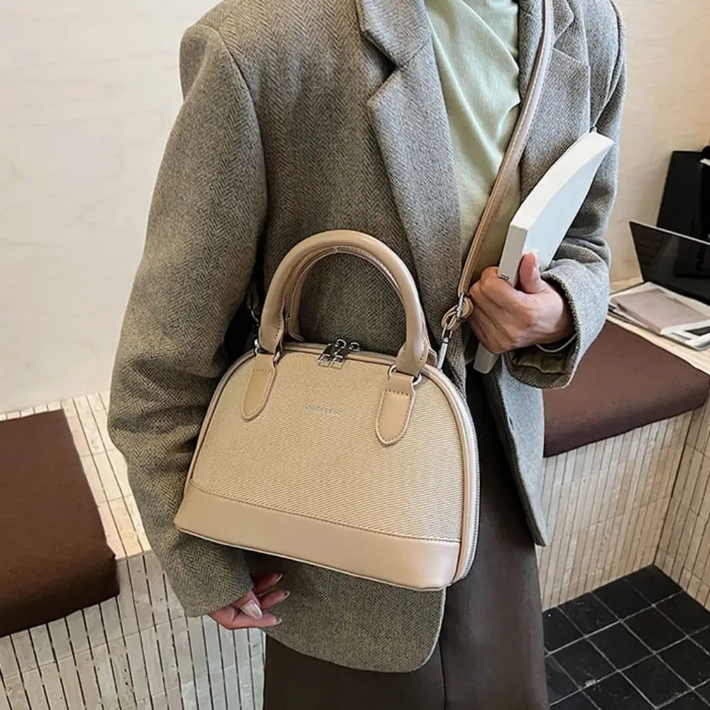 

Elegant PU Leather Women Shoulder Bag Portable Korean Style Mini Shell Travel Bag Handbag Ins Style Small Square Bag Travel