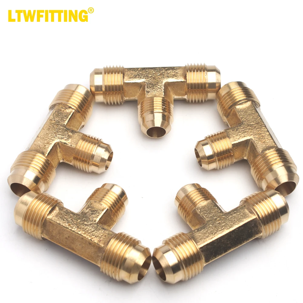 

LTWFITTING Brass 5/8" x 5/8" x 1/2" OD Flare Reducing Tee,Brass Flare Tube Fitting(Pack of 5)