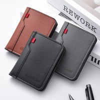 1Pc New Ultra-thin Mini Soft PU Leather Credit Card Wallet Holder Short Vertical High Quality Men's Wallet