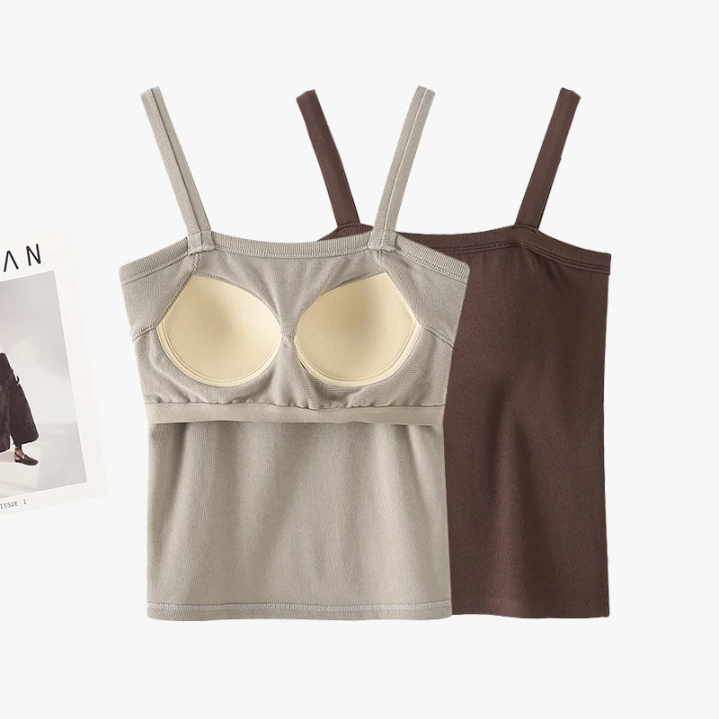 

One-word Neck Sling Shirt Chest Pad Women's Vest Bra Bottom Tube Top One Piece Sleepwear Pajamas Sexy Nightwear Bottoming