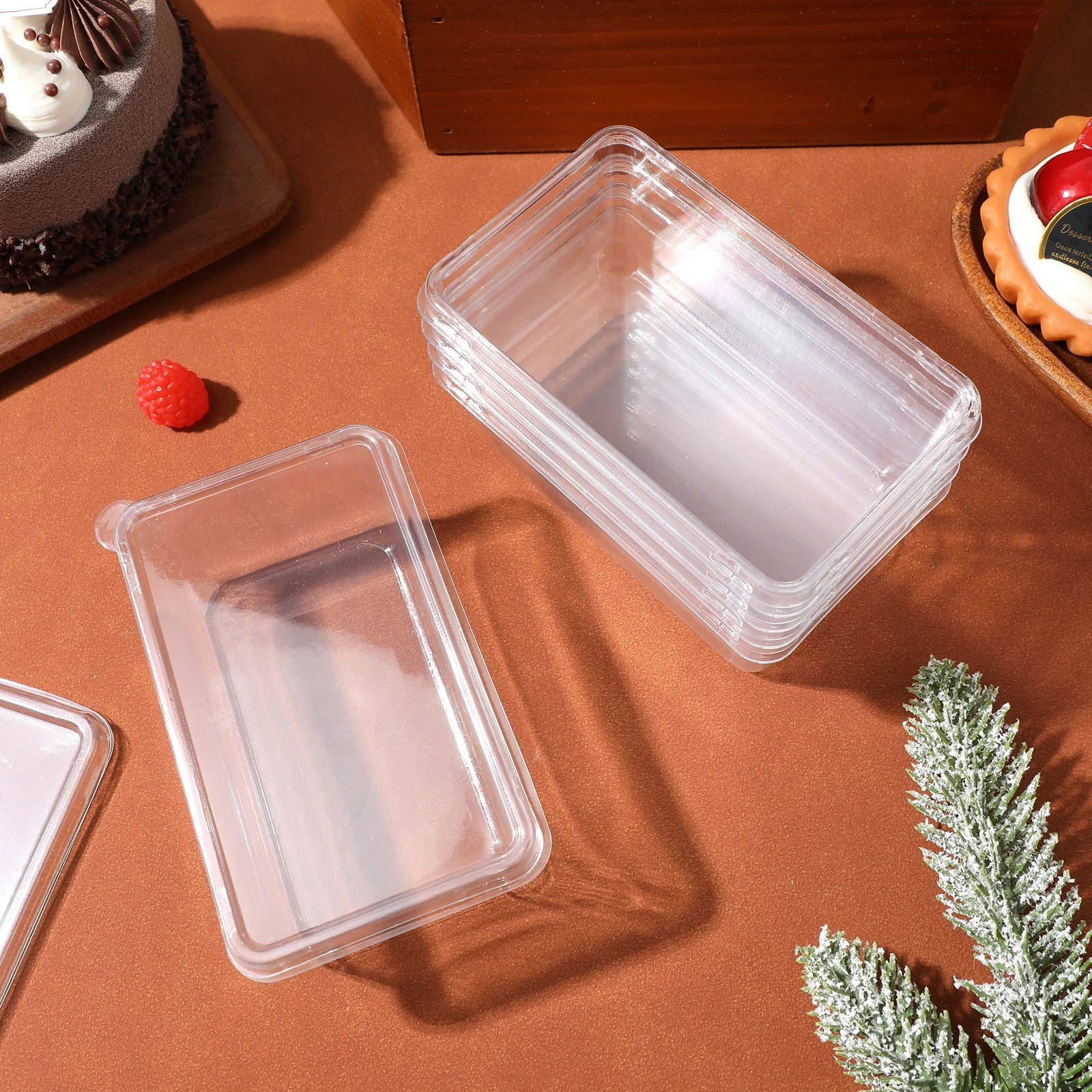 

10Pcs Transparent Cake Containers Tiramisu Boxes Clear Portable Lightweight Cake Storage Holder Mini Clear Dessert Boxes