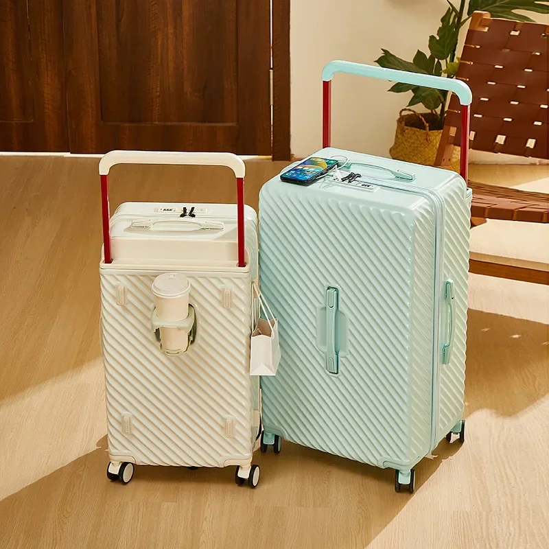 

Large Capacity Carry on Luggage Wide Handle PC Hard Shell Suitcases with Five Spinner Wheels Rolling Thickening Travel Suitcase