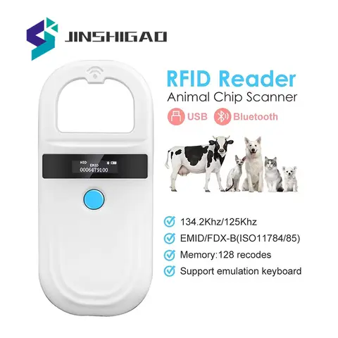 Animal RFID Reader Pet ID Chip Digital Scanner USB RFID Dog Cat Animal Handheld 134.2KHz Identification Tag Card Reader Chip