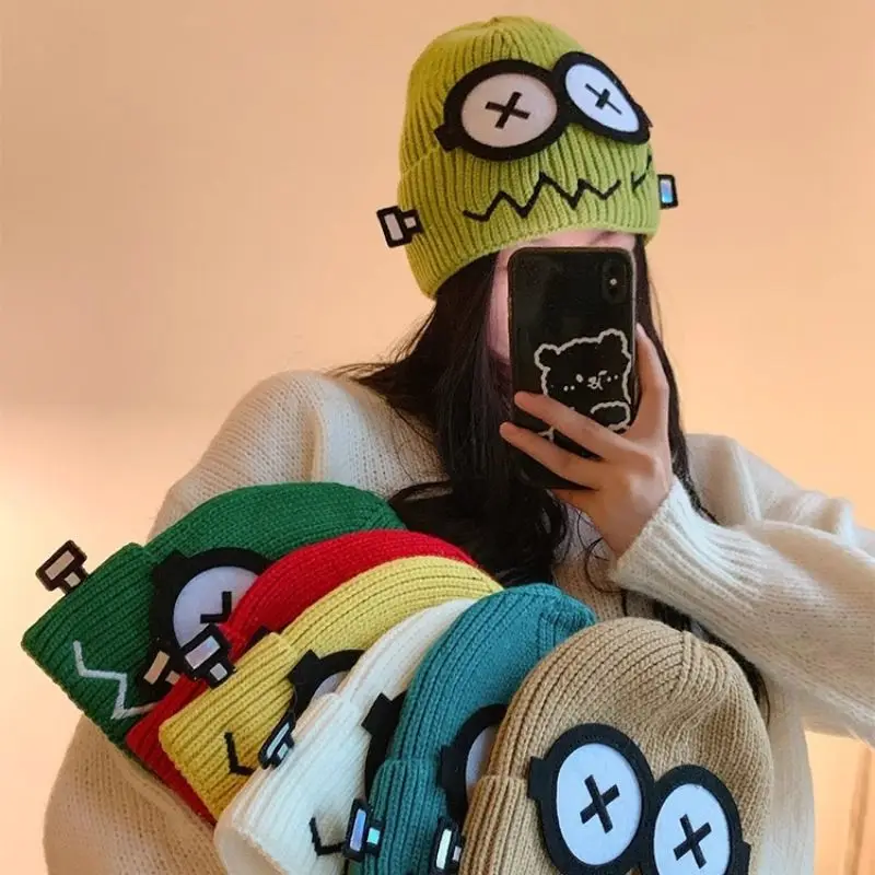 Knitting Hat Whimsy Lovely Women Fall and Winter Warm Cartoon Students Baotou Earmuffs Warm Warm Hat