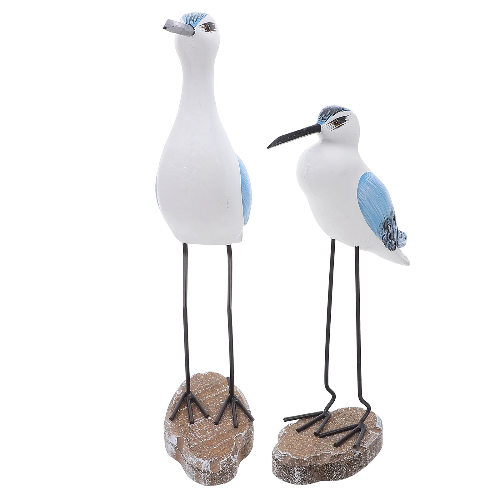 

2Pcs 12 13 Hand Carved Wooden Seagull Sculpture Nautical Beach Decor Coastal Shelf Mantel Tabletop Ocean Home Statue