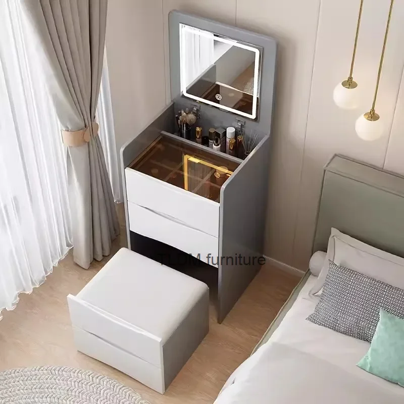 

Makeup Modern Dressing Table Minimalist Storage Cabinet Foldable Dressers for Bedroom Drawers 가구 Coiffeuse Bedroom Furniture AA