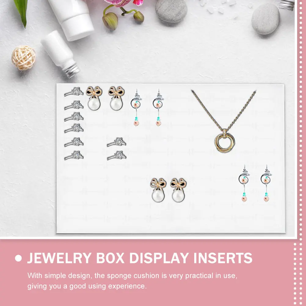 

10 Pcs Jewelry Sponge Pad for Jewellery Boxes Holder Earring Display Tray Rings White