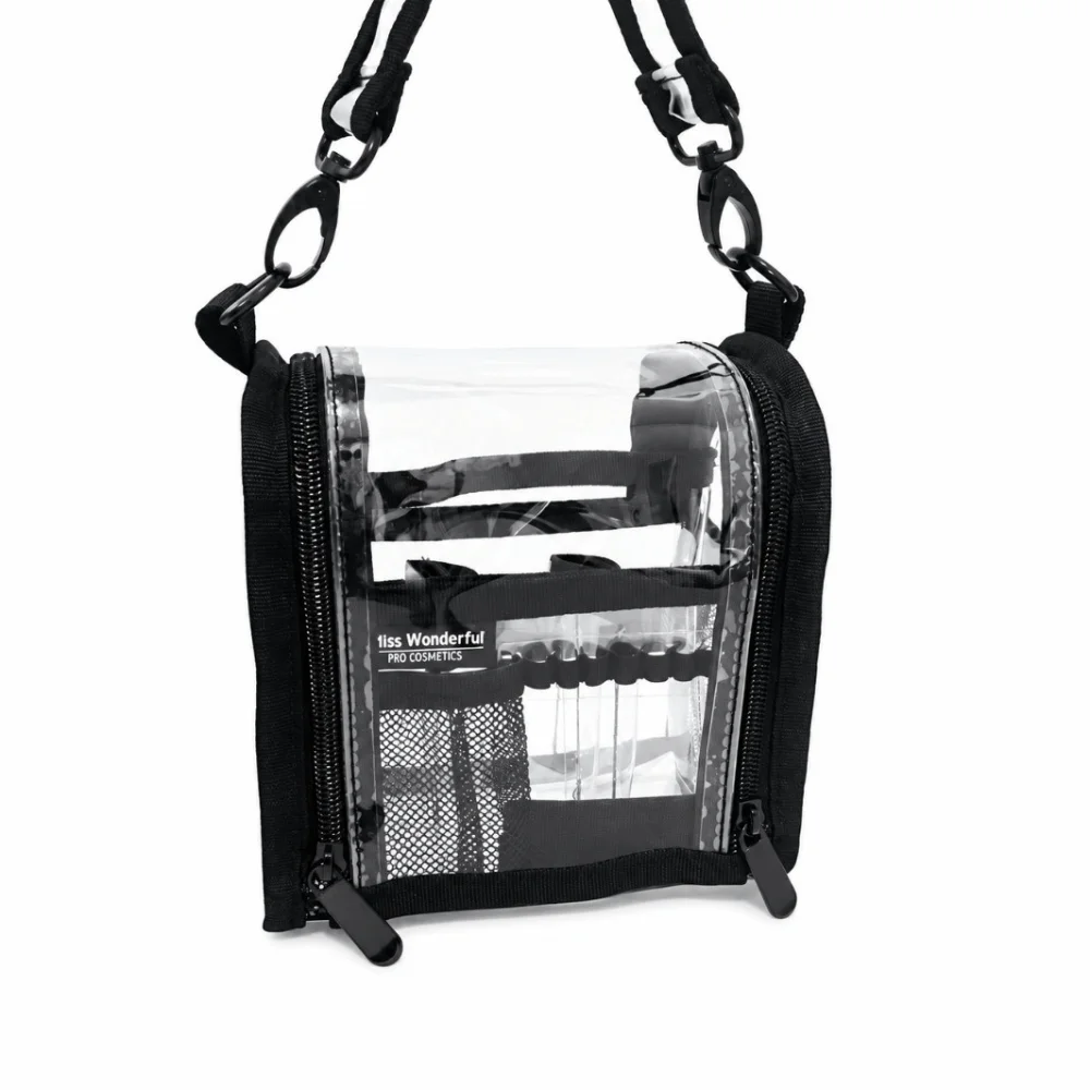 Wasserdichte Make-up-Organizer-Tasche mit elastischer Pinselhalterung, Netztasche, Kosmetik-Aufbewahrungstasche, PVC-Lippenprodukt-Organizer – Detail 7