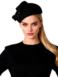 Elegant Wool Felt Derby Fascinators Hats in Pink & Black for Women Ladies - Church Cocktail Kentucky Hat with Metal Buckle