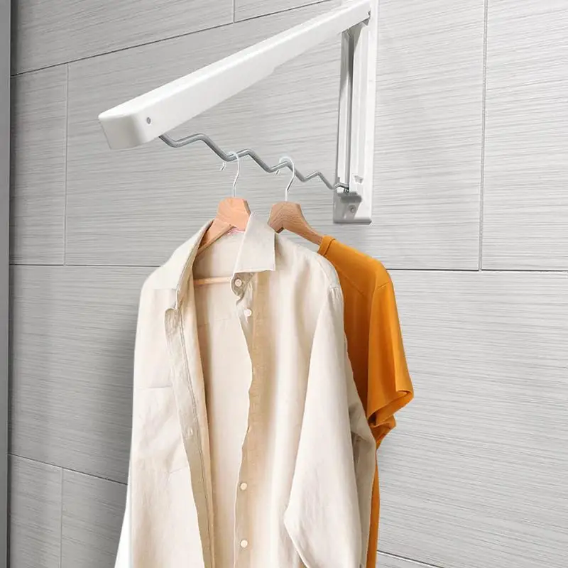 Wall Mounted Folding Clothes Hanger Retractable Drying Rack Space Saving Clothes Dryer For Laundry Room Bathroom Bedroom Balcony