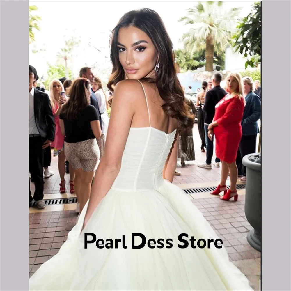 Adult Dress Prom Dress Party Dress Layered Organza 2023 Thin Shoulder Strap Light Yellow Celebrity Serenehill