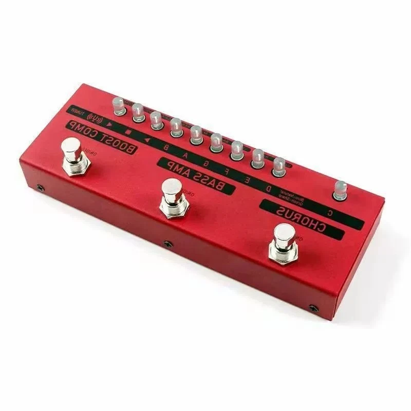 A89E-Bass Multi-Effects Pedal With Chorus,Bass Amp And Boost Compression Adjustable Mini Bass Guitar Effect Pedal Red
