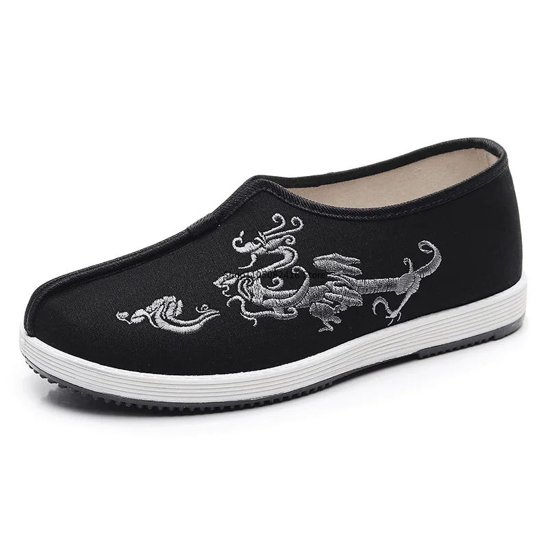 

Обувь из хлопчатобумажной ткани, дышащая противоскользящая обувь с круглым носком и вышивкой, обувь для кунг-фу, туфли без шнуровки в китайском стиле