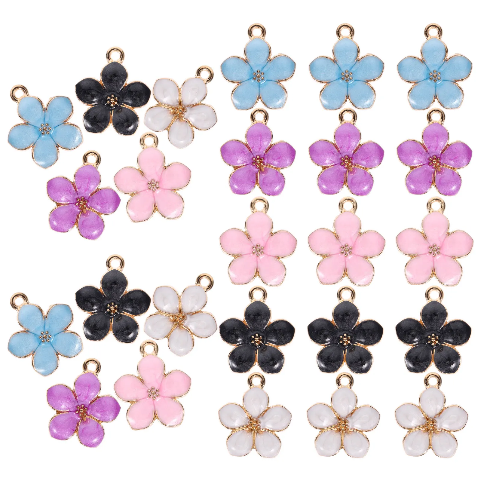 

25pcs Flower Jewelry Pendants Creative Floral Hanging Charms For Necklace Earring Keychain Diy Jewelry Making Alloy Decorative