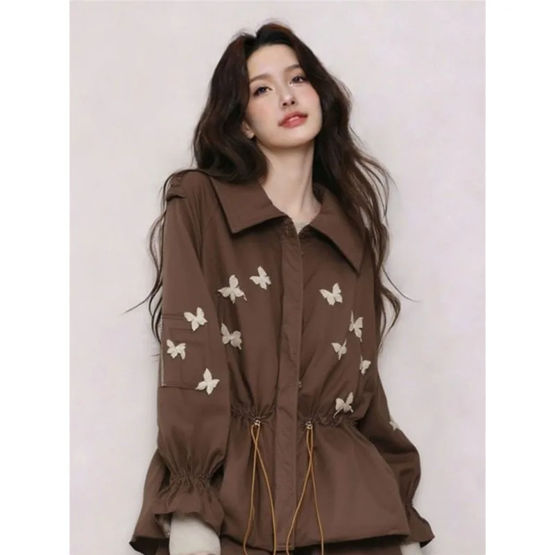 Korean Retro Chic High-end Unique Beautiful and Stunning Brown Shirt Two-piece Suit Dress A New Fashion for Women's Casual Wear