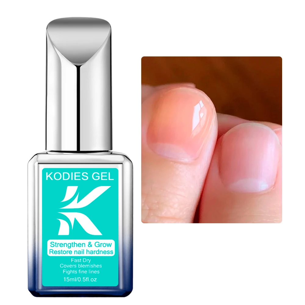 KODIES GEL Nail Strengthener Growth Restore Hardener Clear Nail Polish Base Coat Fast Dry 15ML Strong Repair Nail Art Treatment