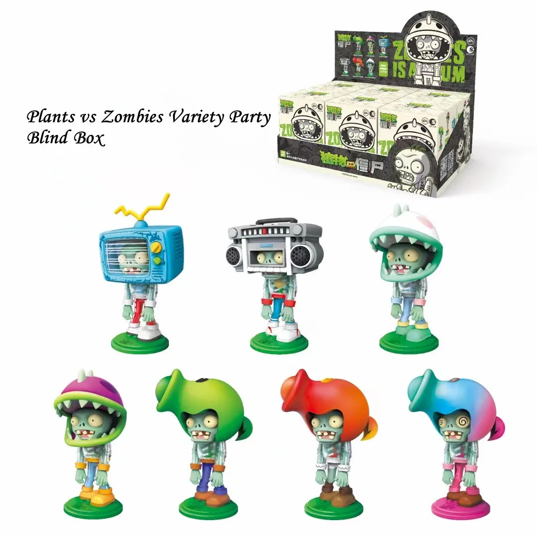 Genuine Plants Vs Zombies Variety Party Building Blocks Blind Box Zombie Doll Action Figures Mistery Box Boys Toys Gift