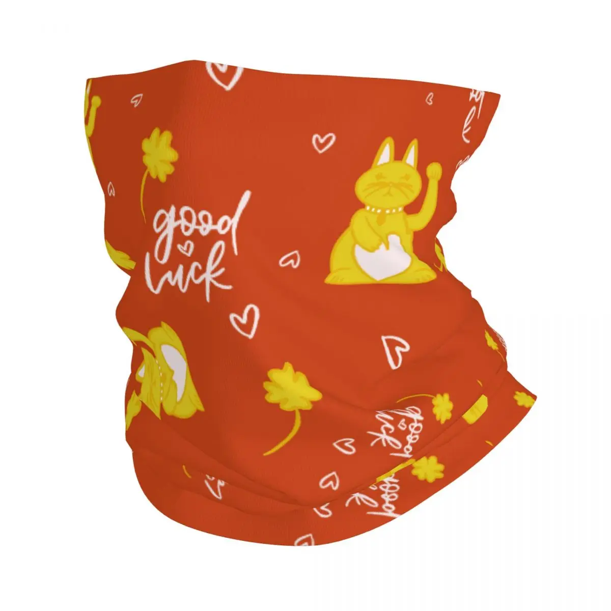 Lucky Cat Bandana Neck Gaiter Printed Cute Kitty Maneki Neko Balaclavas Mask Scarf Warm Headwear Hiking Unisex Adult Washable