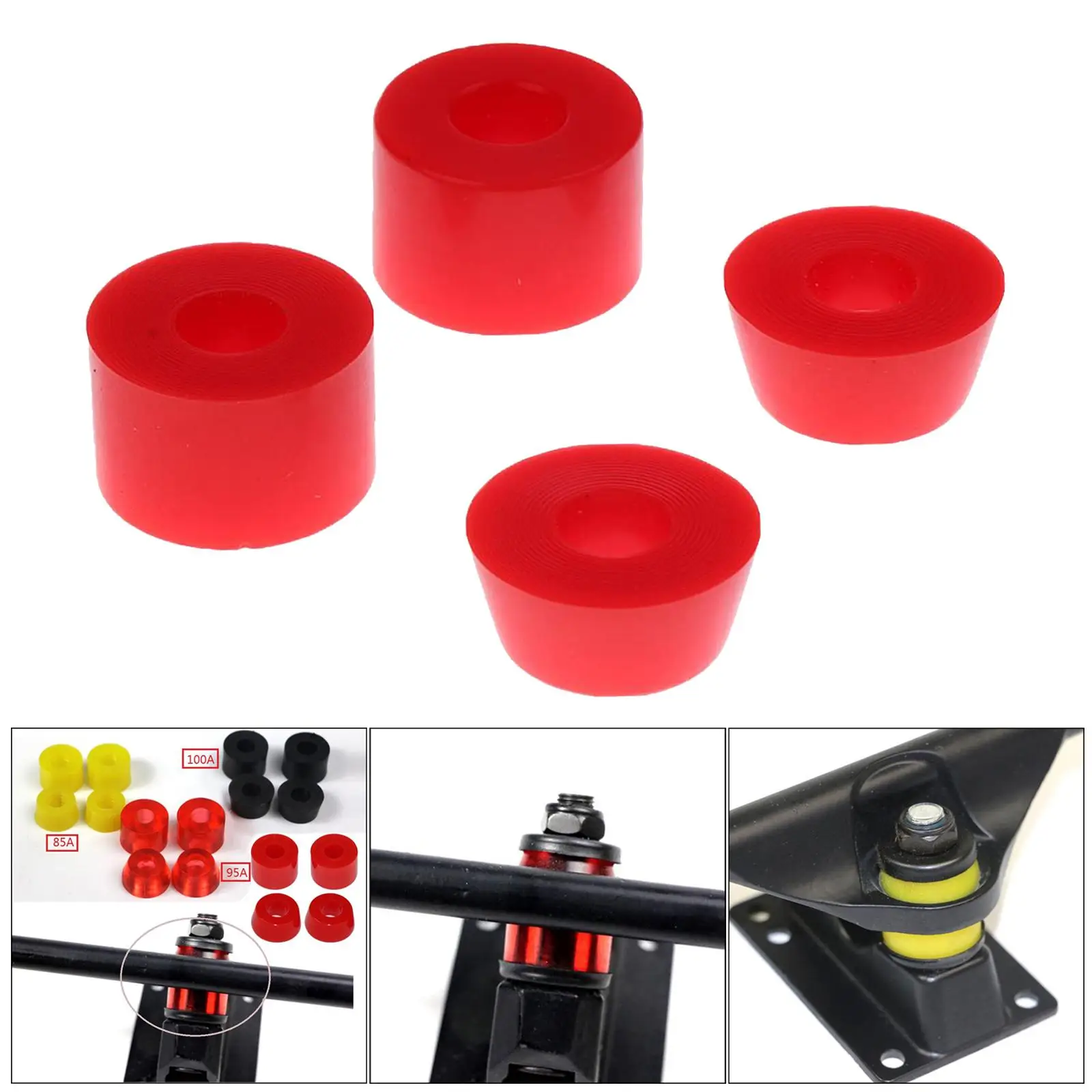 Durable Skateboard Truck Rebuild Kit Fish Plate Compatible PU Shock Pads and Bushings for Freestyle Skating view 3