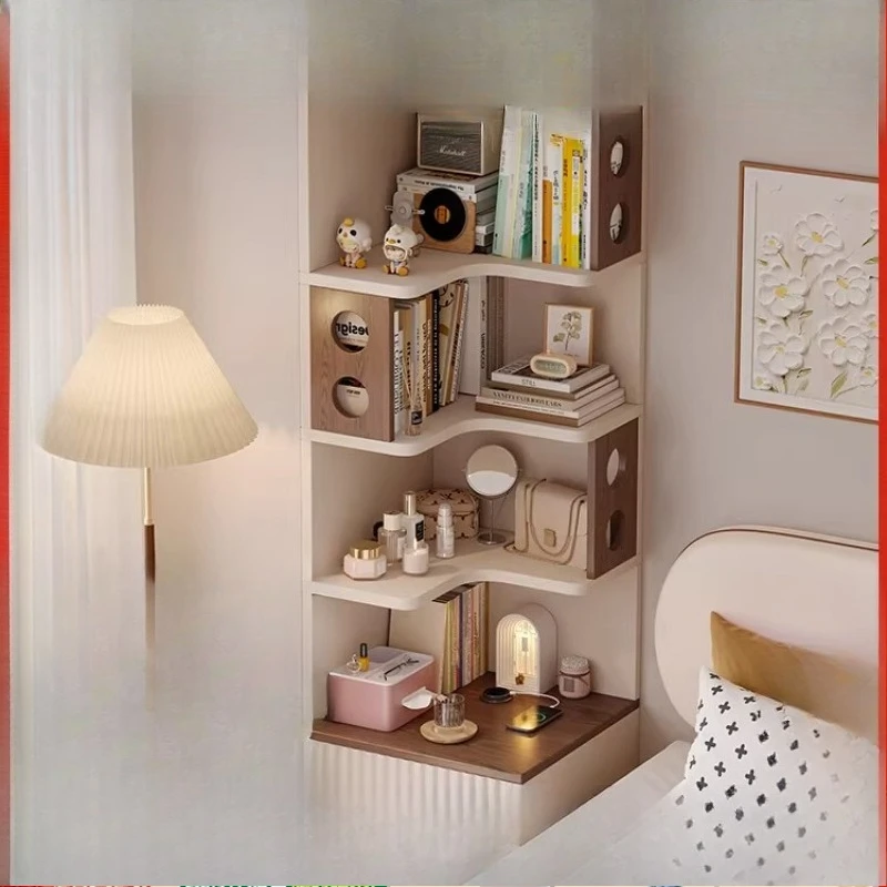 

Bedside table with bookshelf, locker integrated with lock, bedside corner cabinet