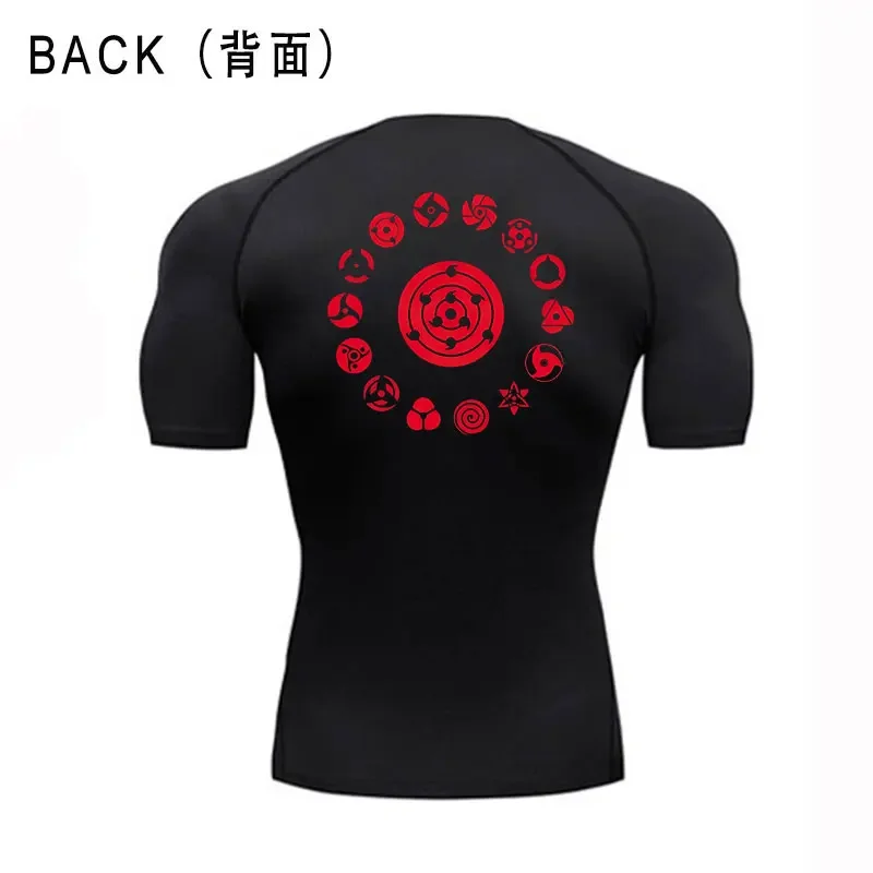 Men's animated compression T-shirt running quick drying sports shirt fitness gym training muscle adjustment clothing black