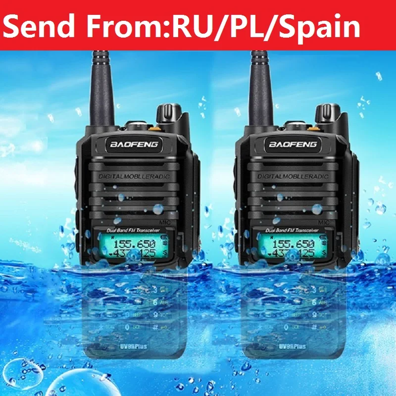 Baofeng-Waterproof Walkie Talkie, UV 9R Plus, Ham Radio, Cb Radio, Comunicador with FM Radio, 15W, 2Pcs