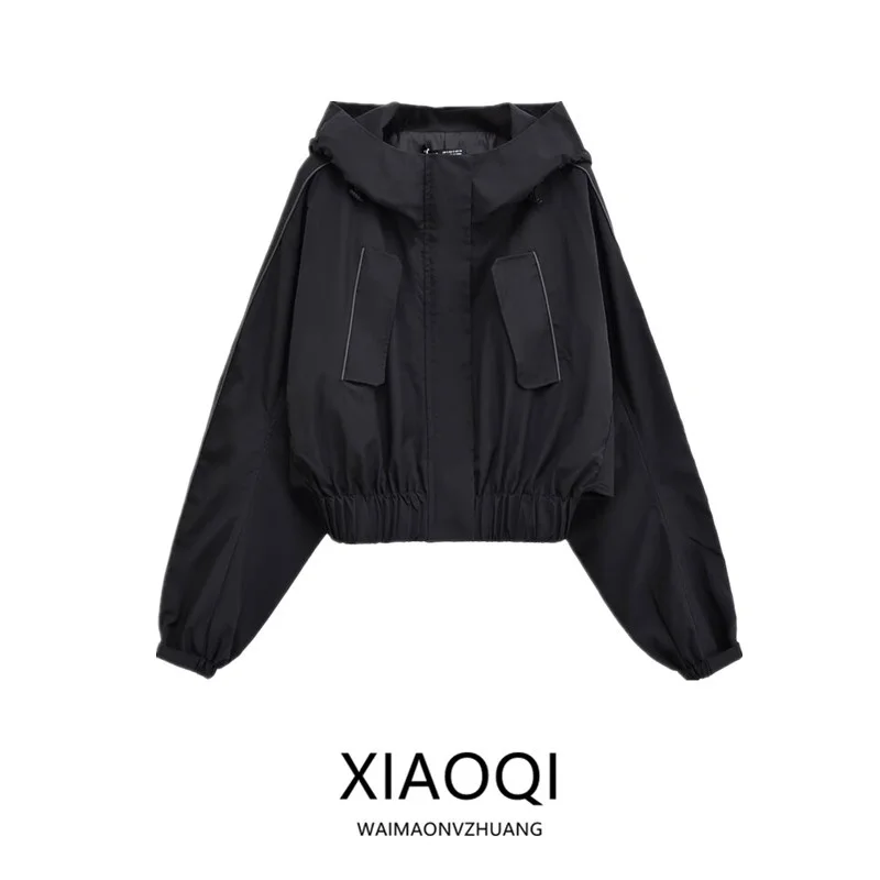 

Autumn Winter Women's Loose Fit Long Sve Hooded Jaet Coat Design Versatile Outerwear Windproof Waterproof Casual Sle