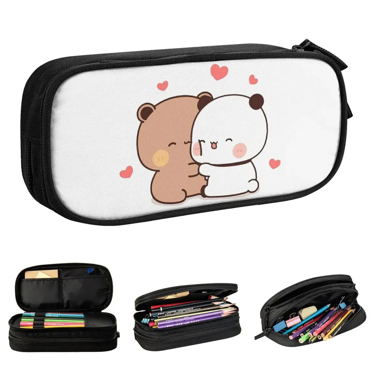 Bubu And Dudu Pencil Cases Fashion Panda Bear Hugs Love Pen Box Bags Girls Boys Large Storage School Supplies Gift Pencil Box