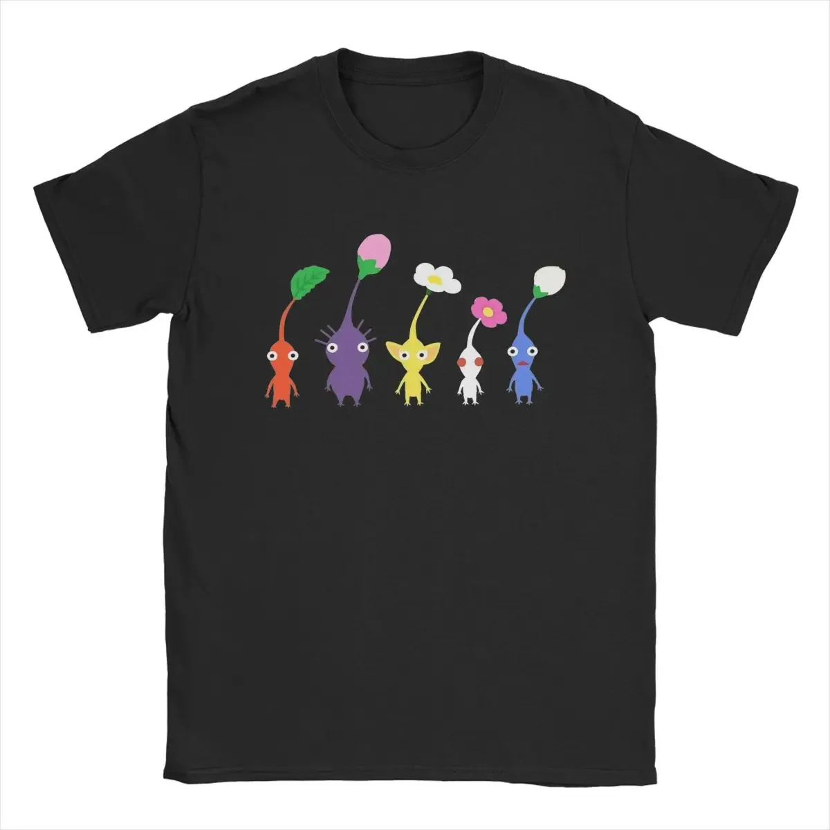 Cute Pikmin T-Shirts Men Cool 100% Cotton Tees Round Collar Short Sleeve T Shirts Gift Idea Tops