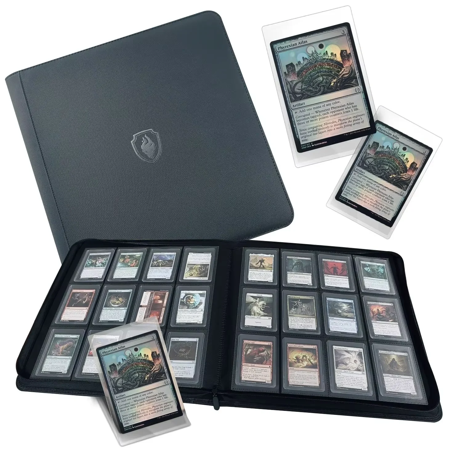 Hochwertiger Ringbuch-Ordner mit Top-Loader, 12-Taschen, beidseitig bedruckte Seiten ohne Ring, fasst 480 Karten, Sammelkartenalbum für Sport-/Spiel-/TCG-Karten – Detail 5