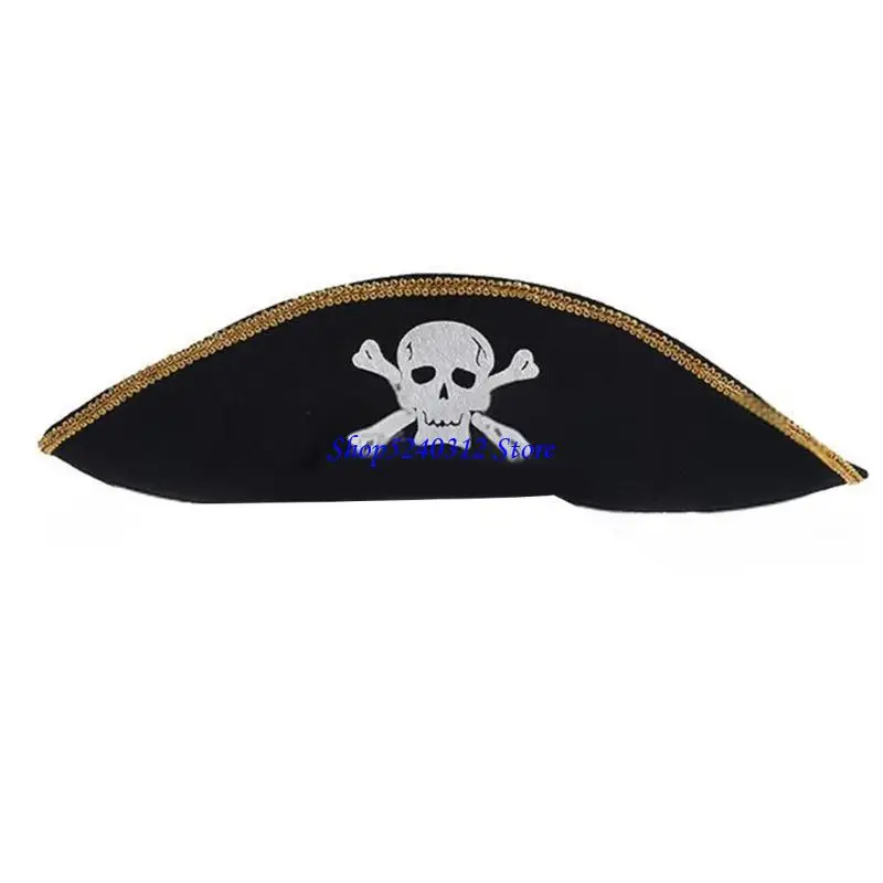 634C Fashion Tricorne Hat Cosplay Pirate Hat Stage Performances Cocked Hat Party Props Halloween Costume Hat Accessory