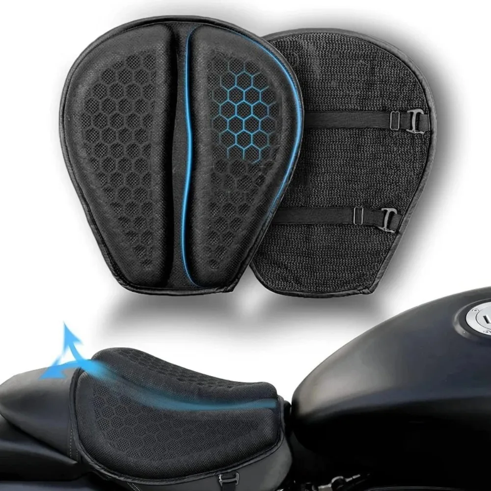 Universal Motorcycle Gel Seat Cushion 3D Honeycomb Structure Breathable and Shock Absorption Pad for Comfortable Long Rides