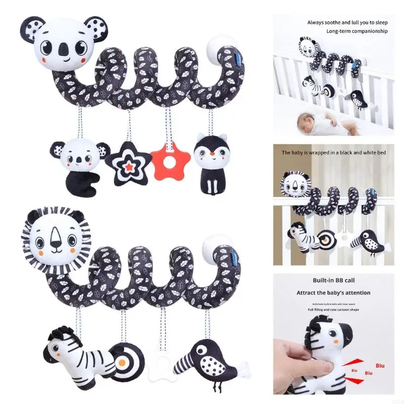 감각 시각 자극을위한 유아용 침대 벨 유아용 침대 모바일 장난감 부드러운 질감 파악 훈련 교수형 딸랑이 펜던트 A2UB
