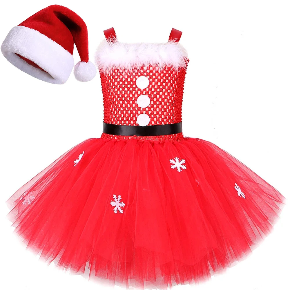 Rote Weihnachts-Weihnachtsmann-Kostüme für Mädchen, Weihnachten, Urlaub, Tutu-Kleid für Kinder, Neujahr, Karneval, Outfit, Kleidung mit Hut, Socken – Detail 12