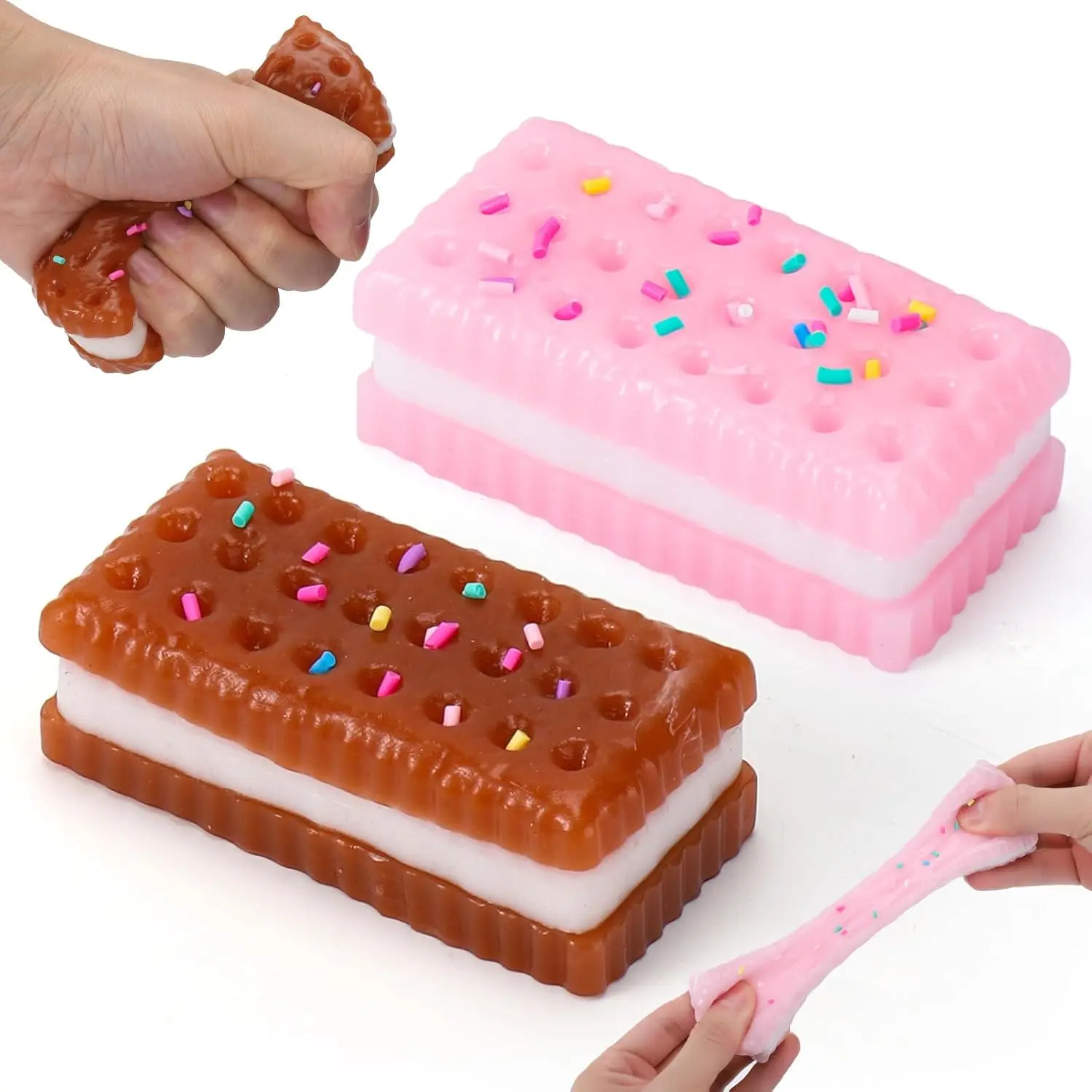 R kaevixdio 2 PCS Cookie Sticky Taba Squishy Fidget Toys Adults,Ultra-Soft Squeeze Toys,Fun Silicone Enjoy Decompression Toy