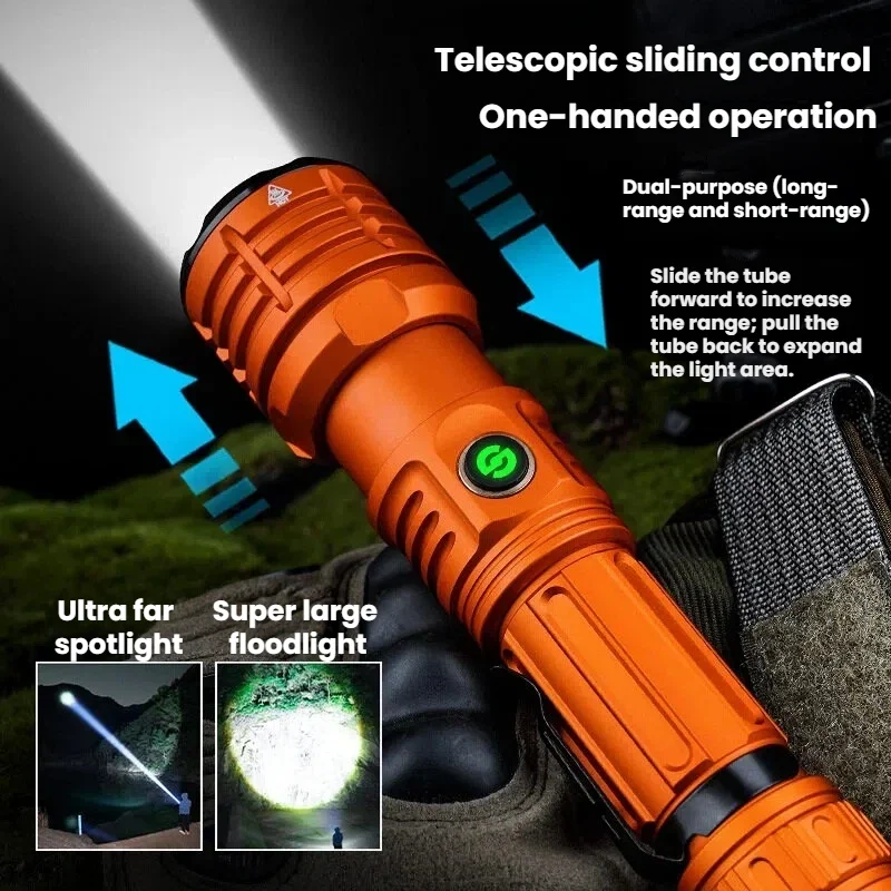 Strong Light LED Flashlight Zoomable TYPE-C Rechargeable Outdoor High Power Lighting Camping Lantern Aluminum Alloy Torch
