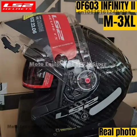 LS2 OF603 INFINITY II Carbon Fiber Motorcycle Helmet Mens Women Dual Lens Half Helmets motorbike 3/4 Open Face Casco