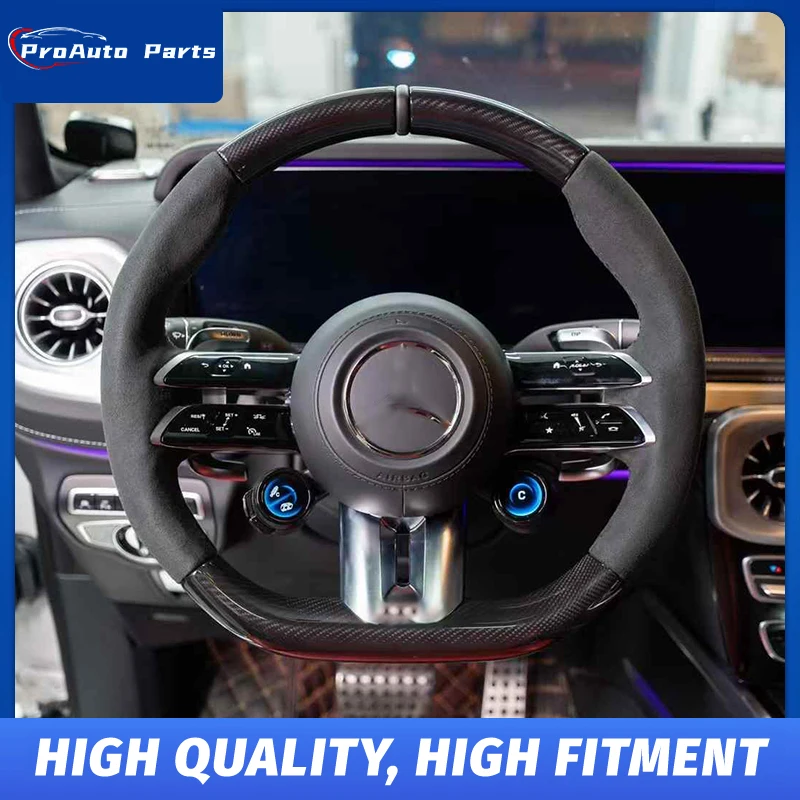Para Mercedes Benz Classe G W465 2025 + Volante de fibra de carbono |   Volante de fibra de carbono com fundo plano W464 Retrofit Oem Rot