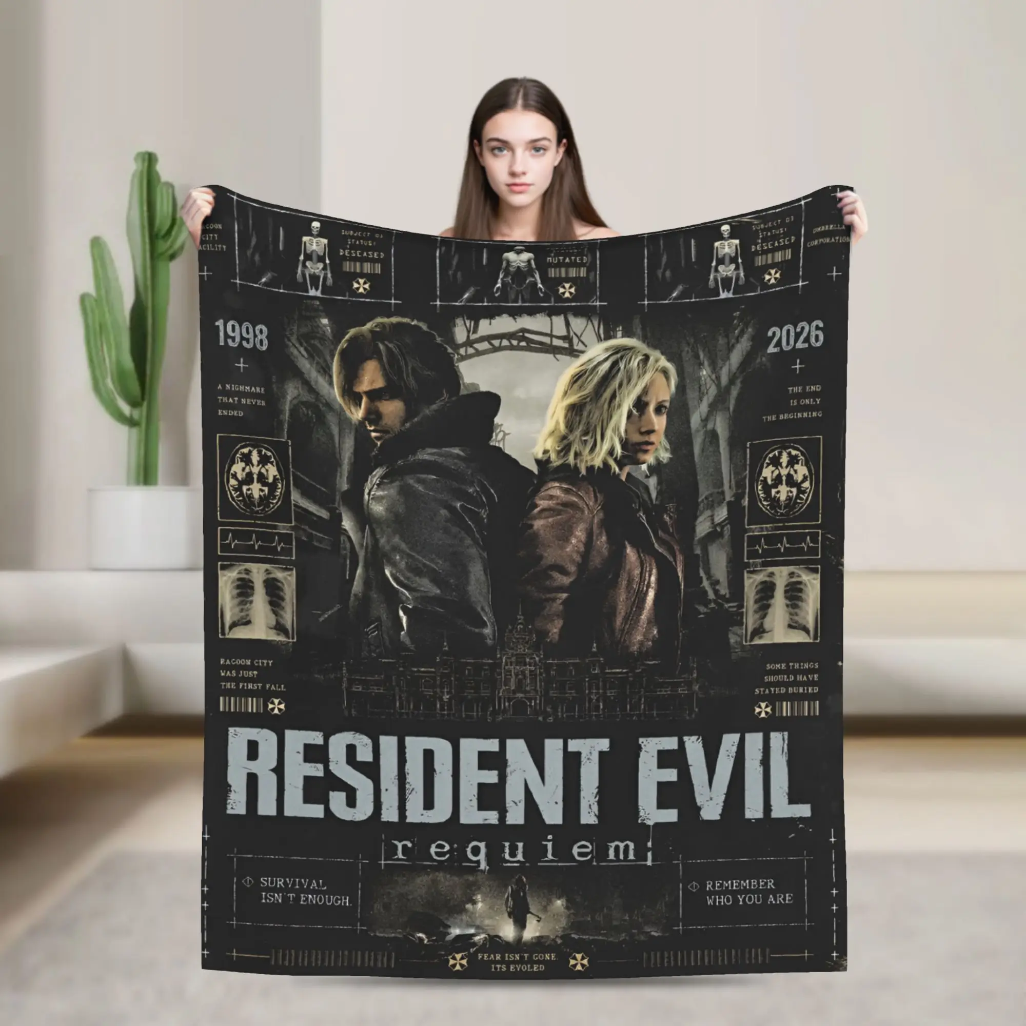 Custom Sofa Fleece R-Residents Evils 9 Throw Blanket Warm Flannel Horror Game Blankets for Bedding Office Couch Bedspreads