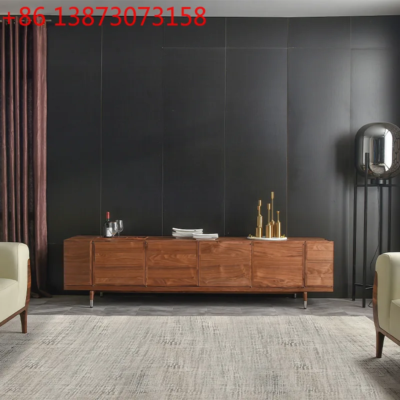 

North American black walnut solid wood TV cabinet Italian Nordic storage cabinet