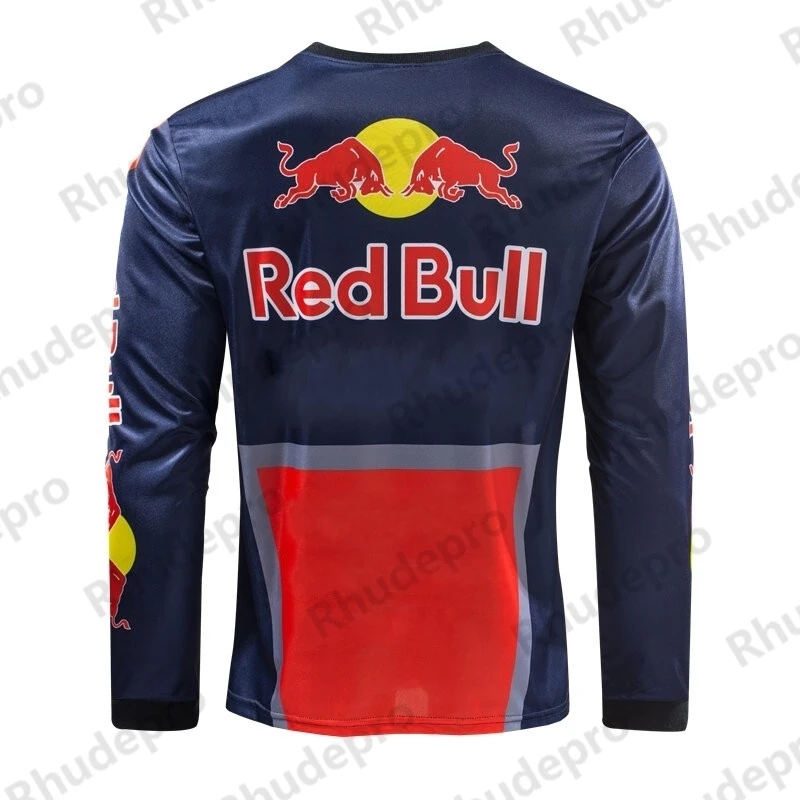 Red Bull Professional Men Motorcycle Racing Long Sleeve T-shirt Motorbike Cycling Jersey With Bike Racing Set For Outdoor Sports