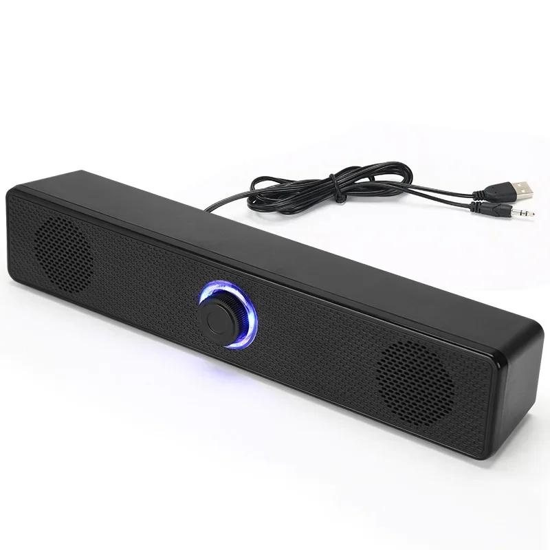 Long Bar Bluetooth Speaker Wired Laptop Mobile Phone Sound Box Bass Dominance USB Button Control Compact Size Plastic Body