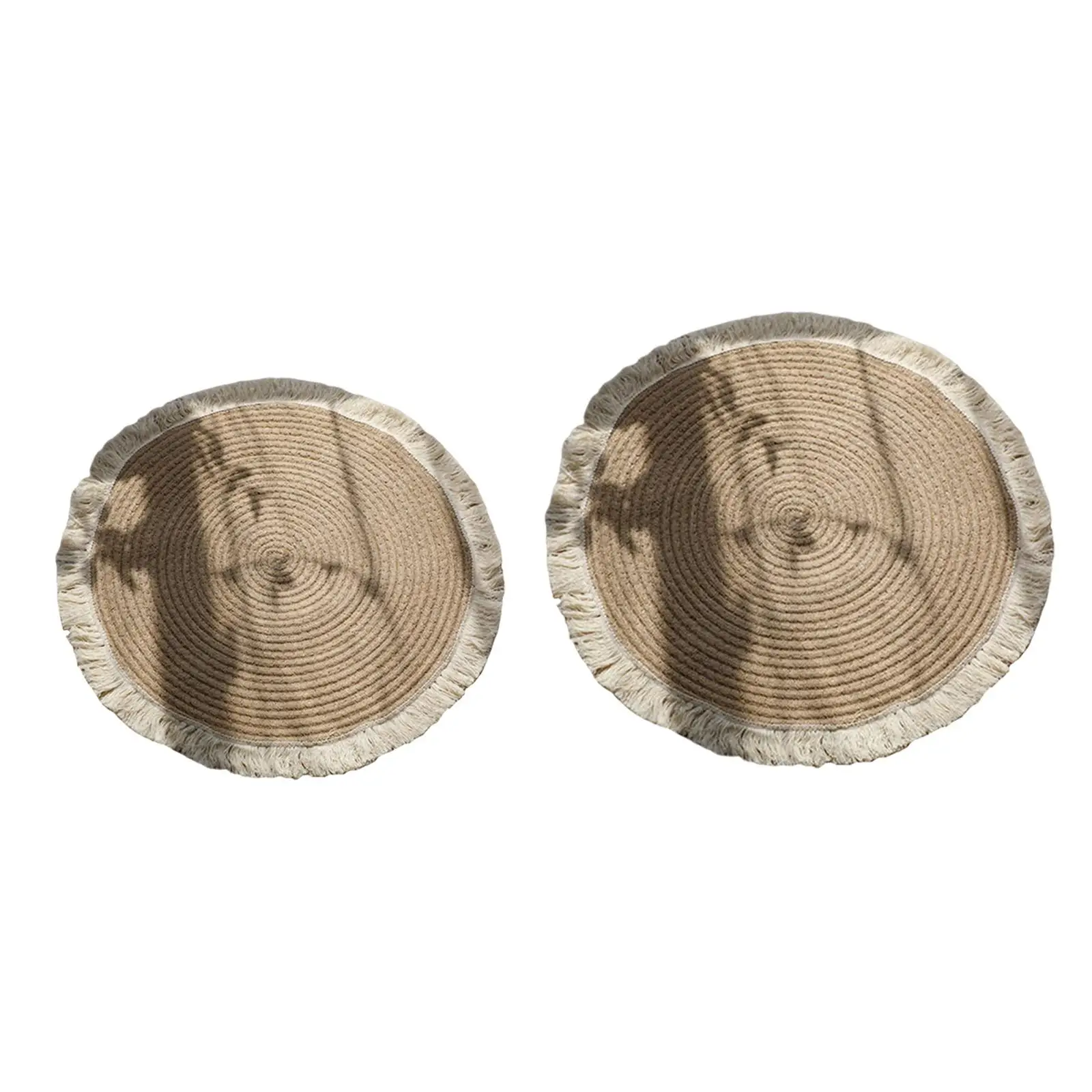 Soft Natural Jute Round Area Rug Tassel Home Decor for Kids Room Floor Mat