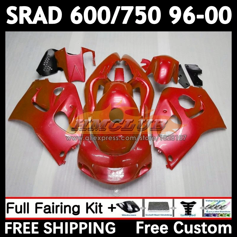 Body For SUZUKI SRAD GSXR 600 750 GSXR600 red glossy 1996 1997 1998 1999 2000 11No.89 GSX-R600 GSXR750 96 97 98 99 00 Fairing