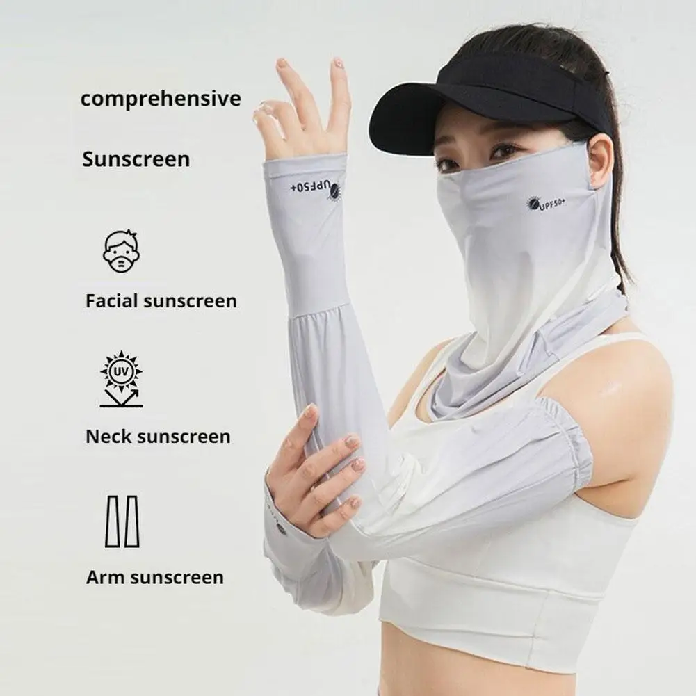 2025 New Men's And Women's Summer Sunscreen Ice Sleeve Face Mask, UV Resistant Ice Silk Sleeve Cover For Driving And Cycling