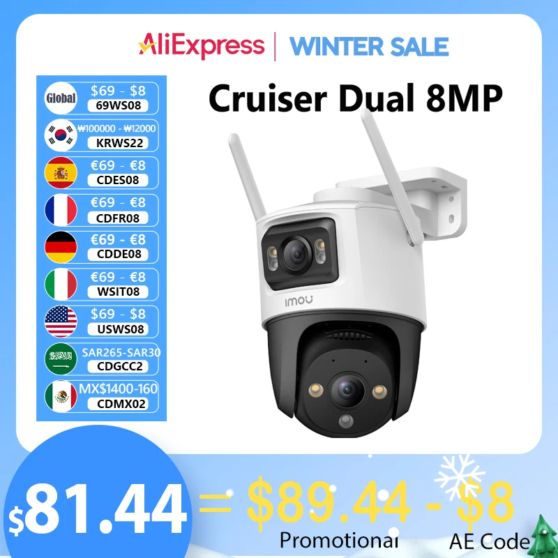 IMOU Cruiser Dual 8MP 10MP Dual Lens Outdoor PT Camera  Home Security IP Camera AI Human & Vehicle Detection Surveillance Camera