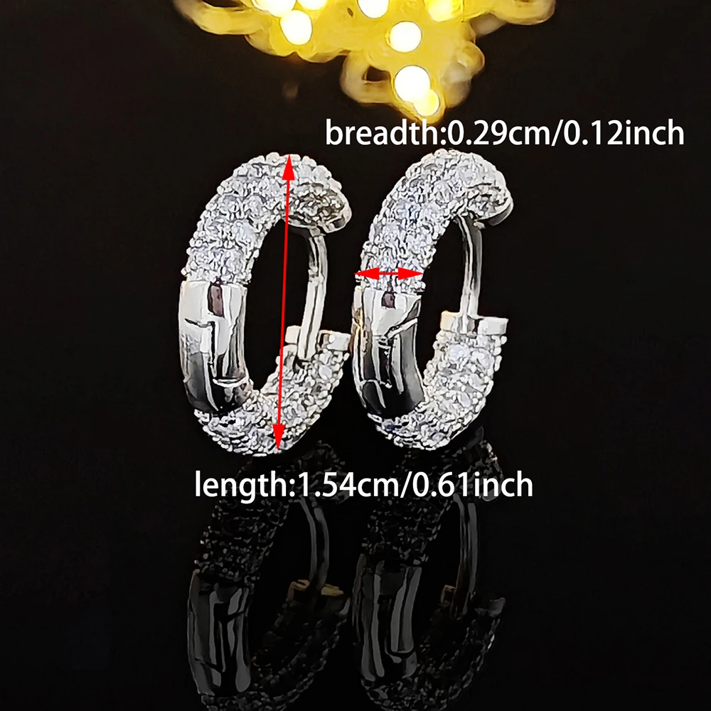 Luxury Women Small Hoop Earrings Dazzling Micro Paved CZ Stones Versatile Female Accessories High Quality Fashion Jewelry E5978