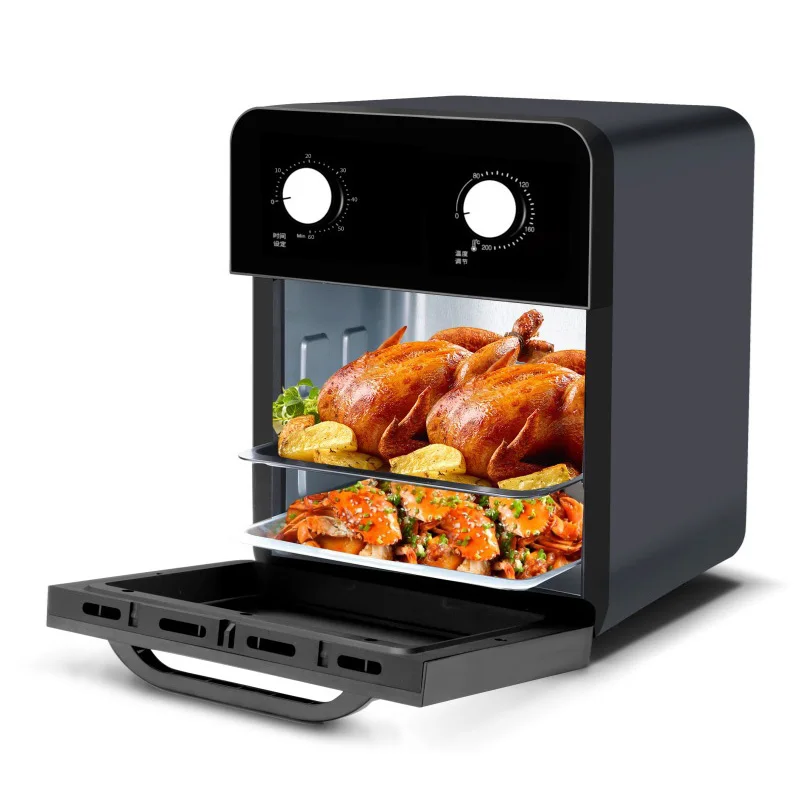 Forno Multifuncional 10L/20L com Esterilização de Utensílios, Fritadeira a Ar, Cozimento a Vapor e Janela de Visualização Transparente
