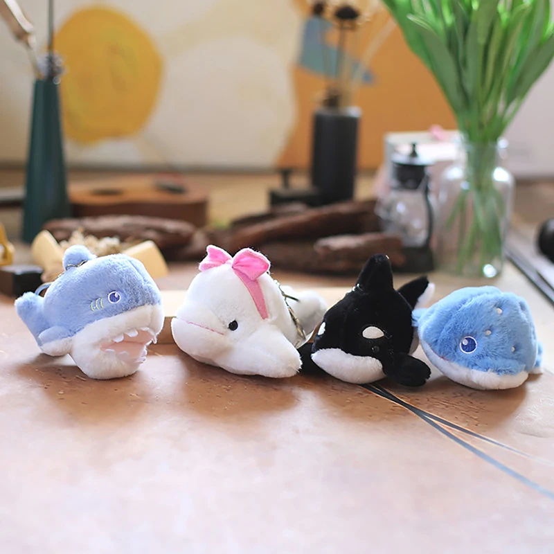 Kawaii Schlüssel Auto Kette gefüllt Delphin Killer Wal Tintenfisch Hai Anhänger Plüschtiere Tier Kinder für Weihnachts geschenke Freunde